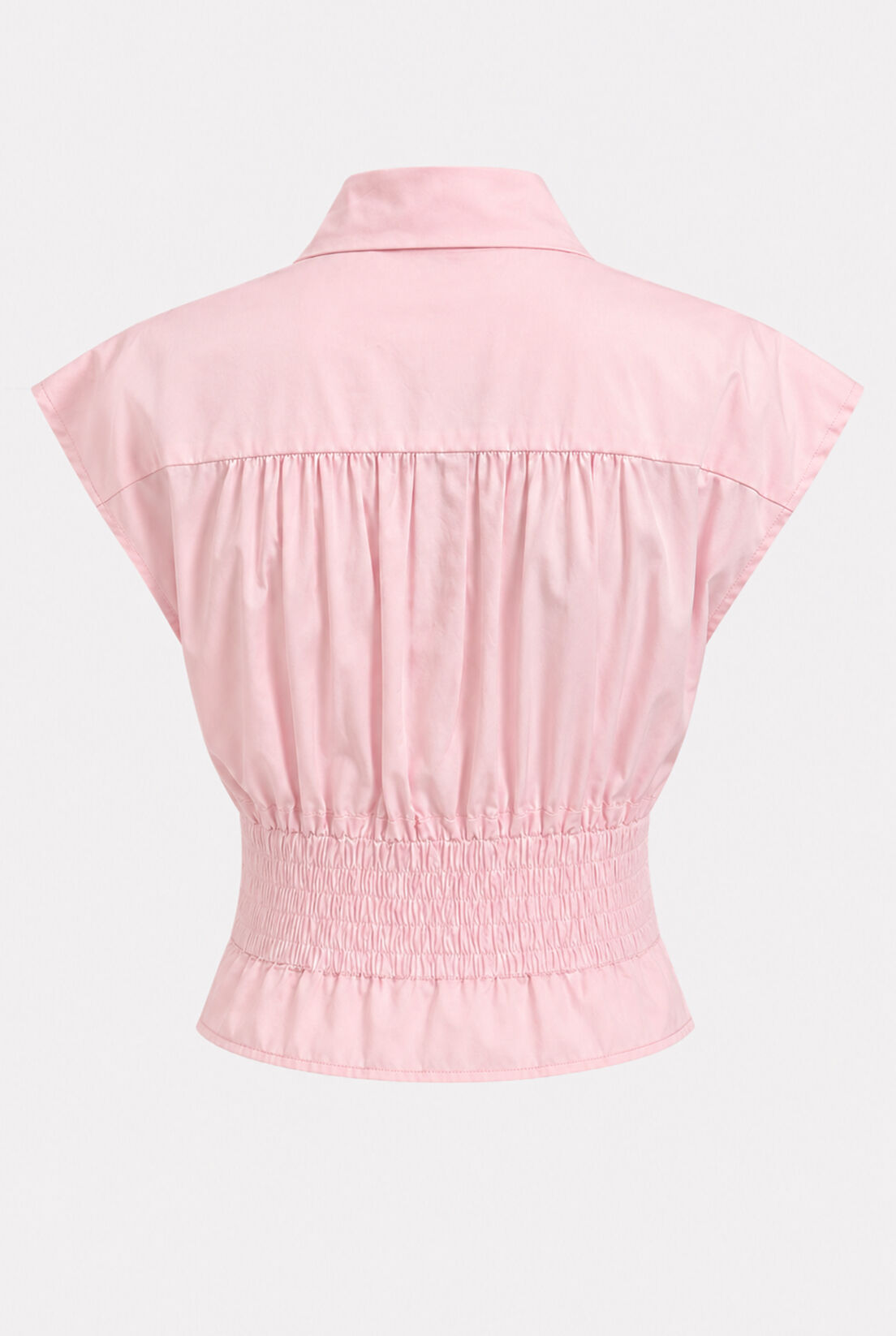 Pembe Poplin Sıfır Kol Gömlek
