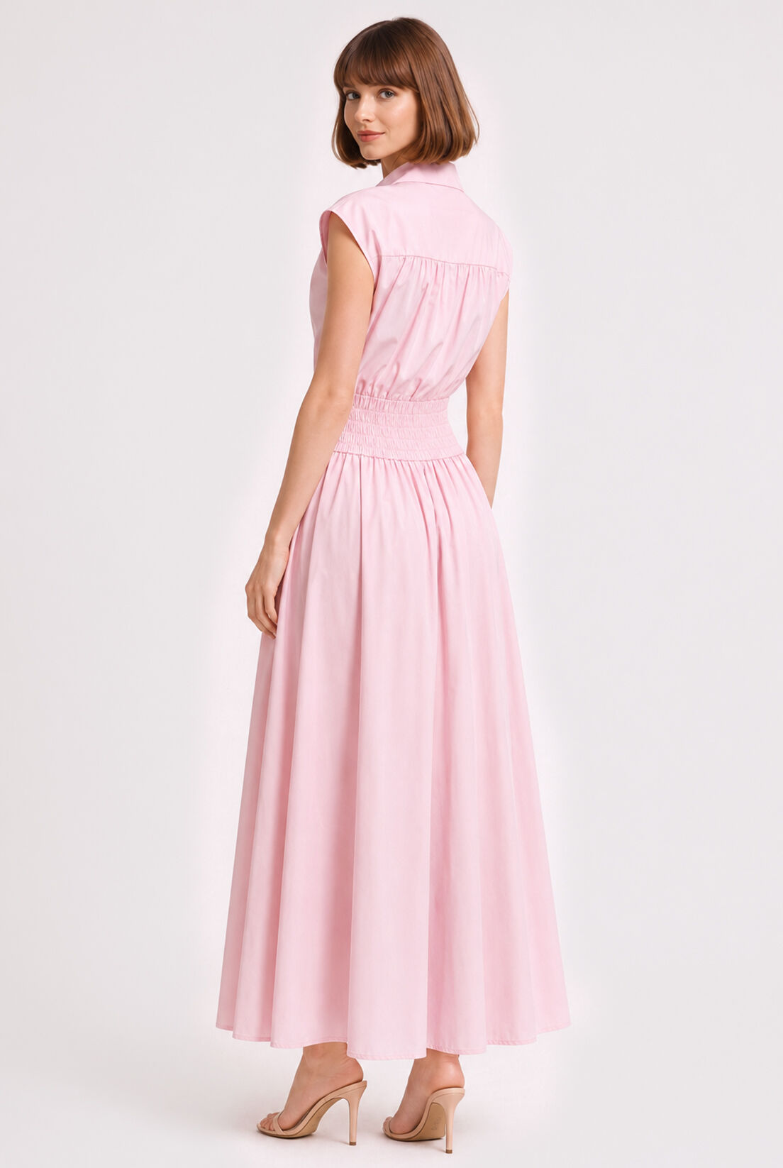 Pembe Poplin Korsajlı Etek