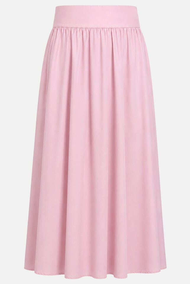 Pembe Poplin Korsajlı Etek
