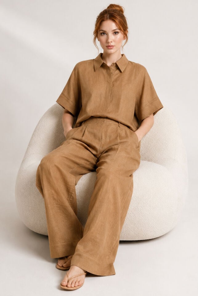 Camel Keten Pantolon