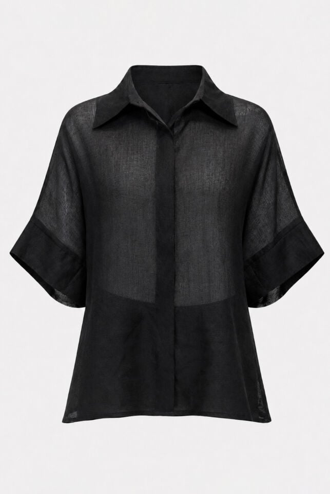 Siyah Keten Gömlek