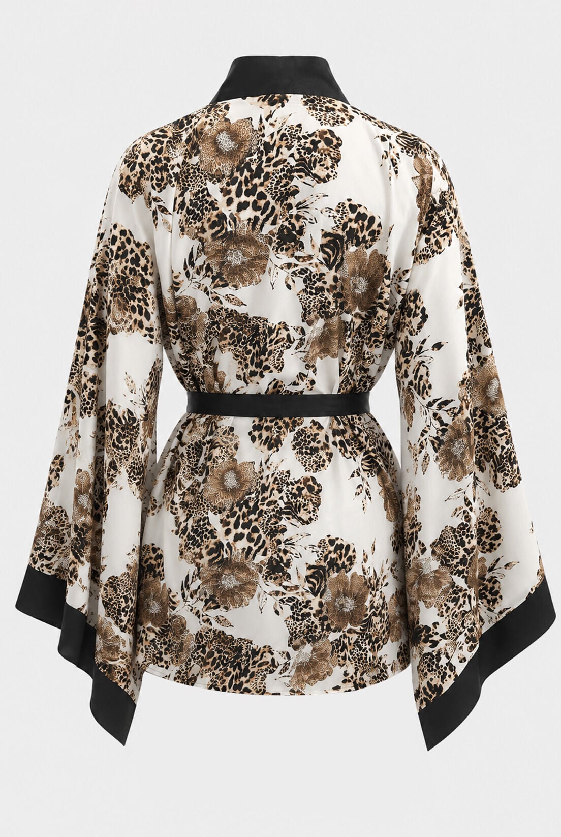 Leopar İpek Saten Kimono
