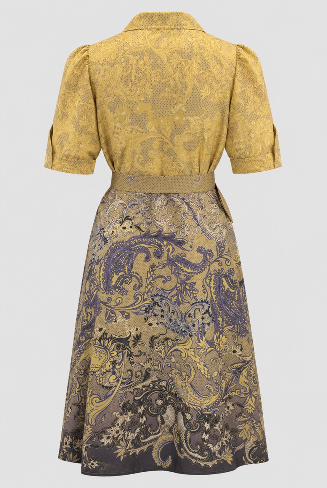 Sarı Apoletli Vintage Elbise