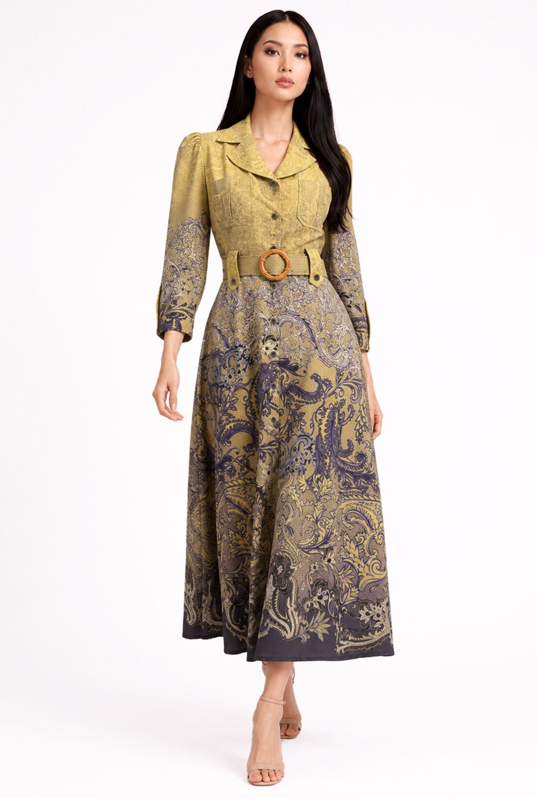 Apoletli Vintage Elbise