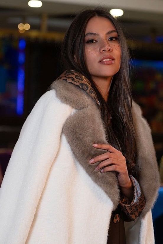 Vizon Yaka Beyaz Kürk