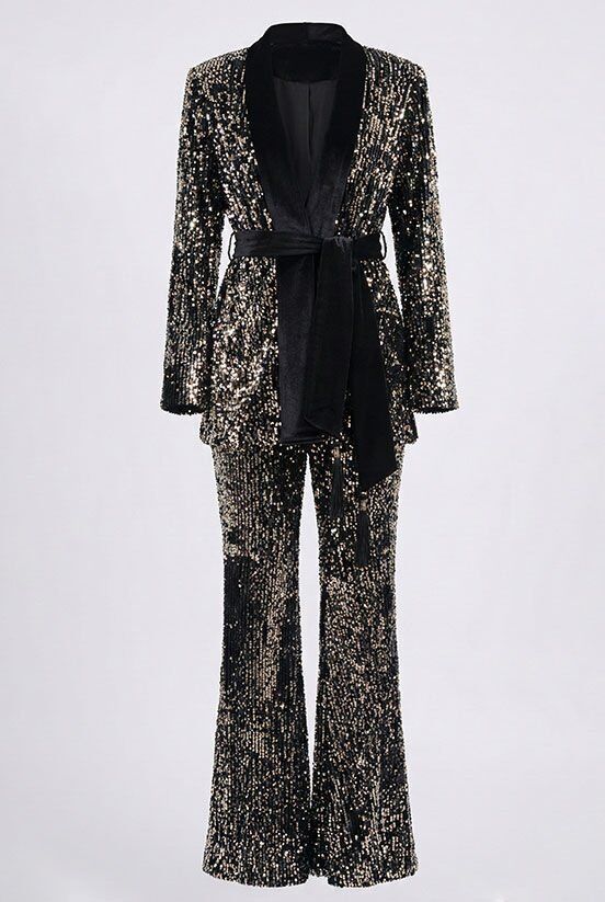 Payetli Gri Pantolon