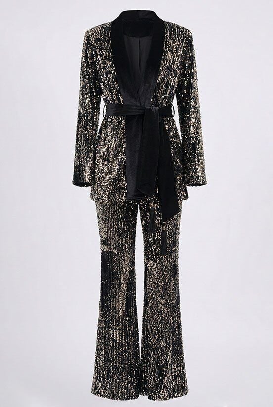 Payetli Gri Pantolon