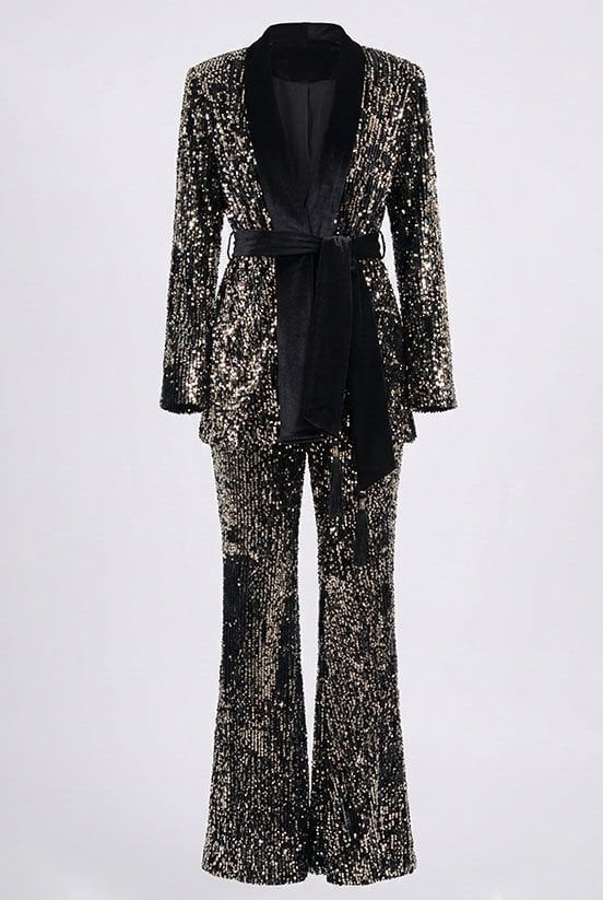 Payetli Gri Pantolon