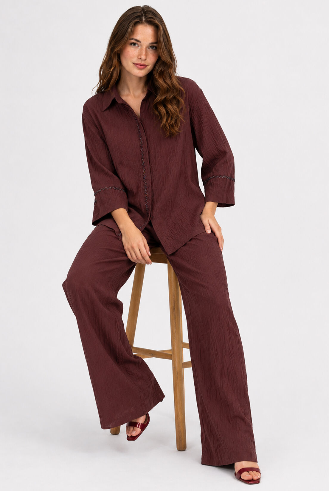Bordo Keten Pantolon