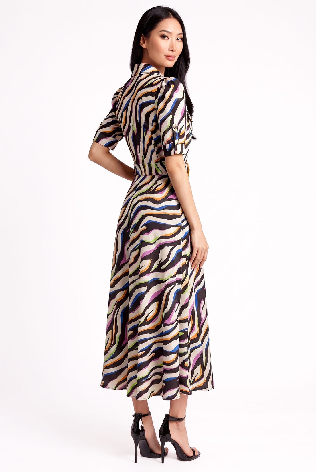Apoletli Zebra Elbise