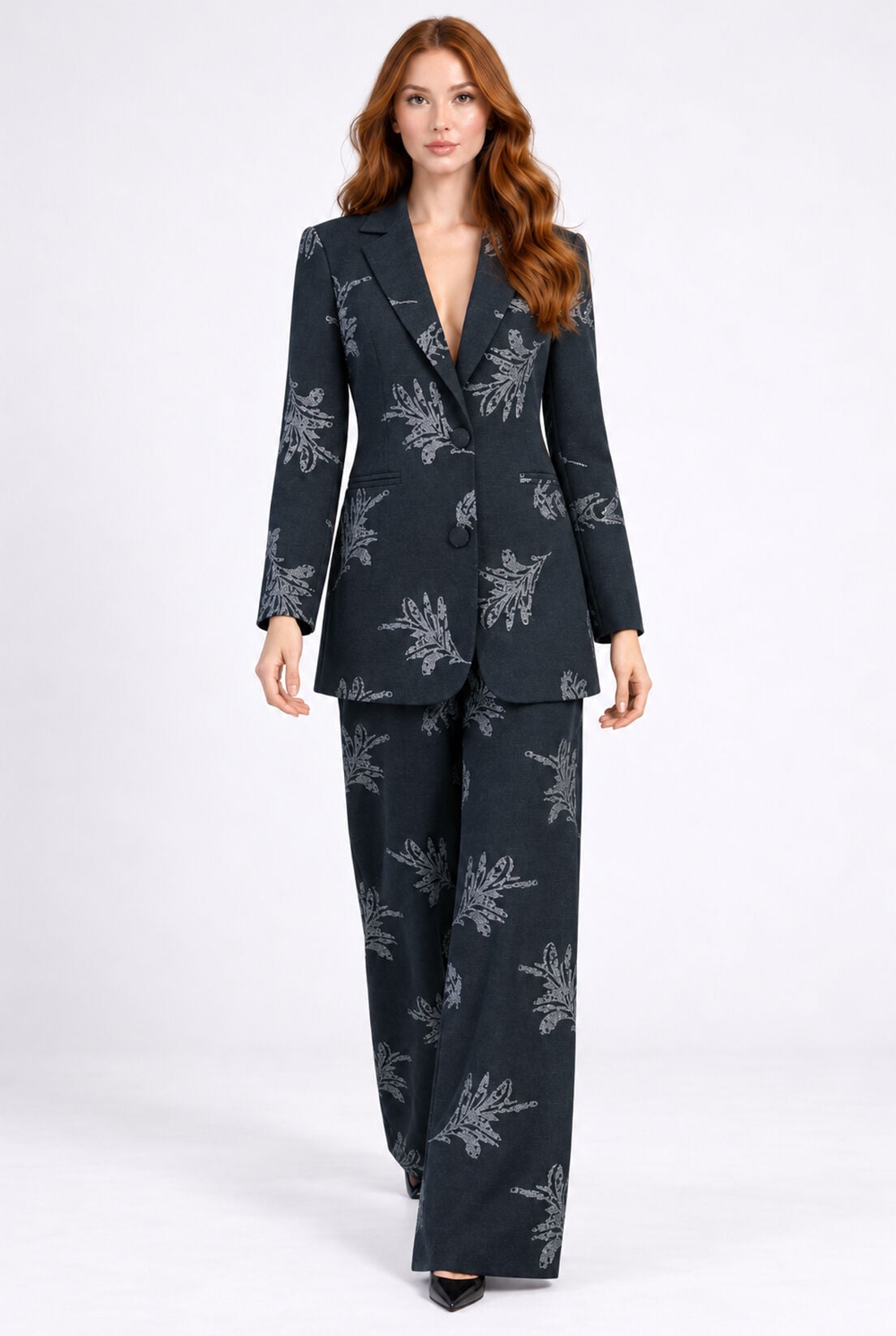 Pul İşlemeli Kot Blazer Ceket