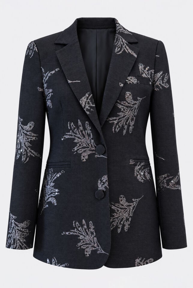 Pul İşlemeli Kot Blazer Ceket